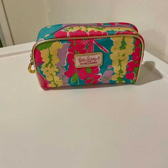 PREPPY COQUETTE ESTEE LAUDER LILLY PULITZER MAKE UP BAG HOT PINK LILAC FLORAL - Picture 5 of 14